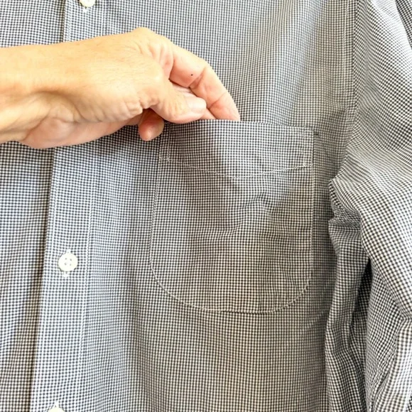 J.Crew Mens Slim Fit Micro Gingham Button Down Shirt Navy Blue White Medium M - Picture 5 of 11